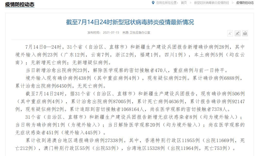 31省份新增8例确诊其中本土4例/31省份新增确诊30例本土7例