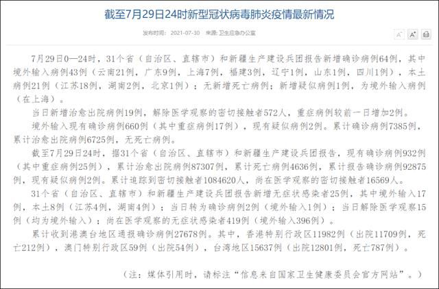 31个省份近期最新疫情数据/31个省疫情最新消息2月17日