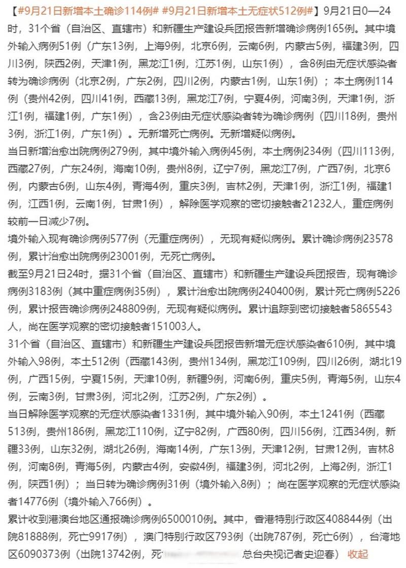 31个省份新增9例阳性感染者涉5省市/31省新增输入19例