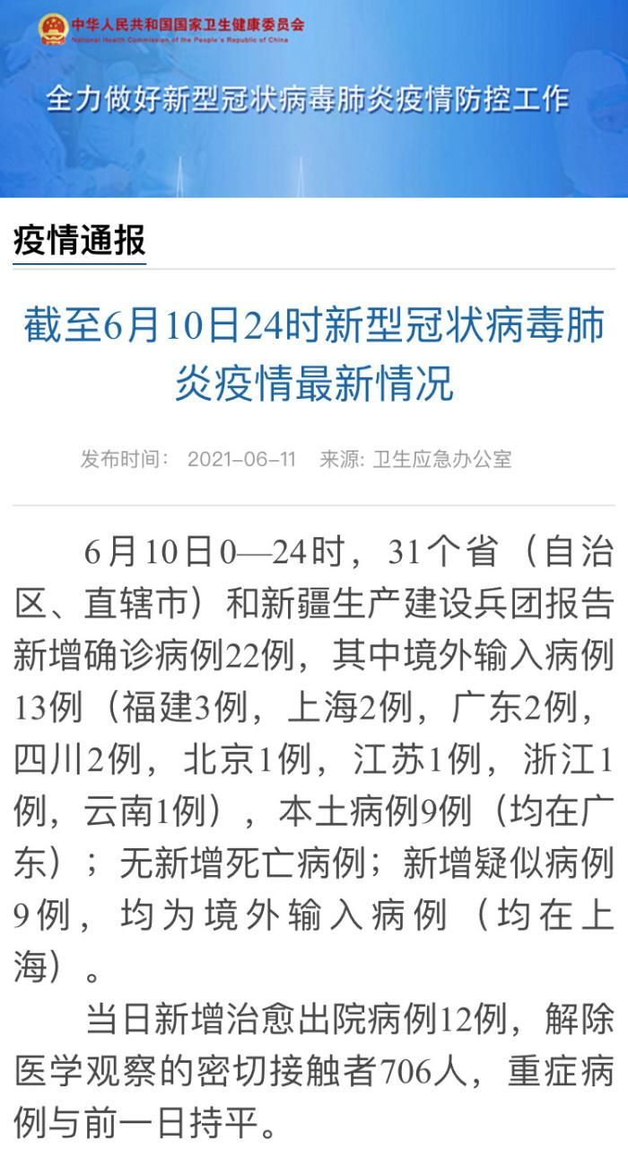 31省新增确诊22例均为境外输入(31省份新增确诊病例2例 均为境外输入)
