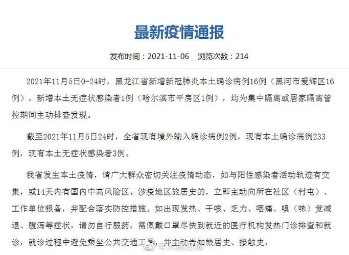 黑龙江伊春新增境外输入27例,均在阜康/黑龙江伊春疫情最新消息2月10日