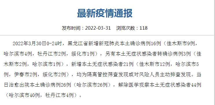 黑龙江省黑河市嫩江市现有无症状感染者29例/黑龙江嫩江新冠